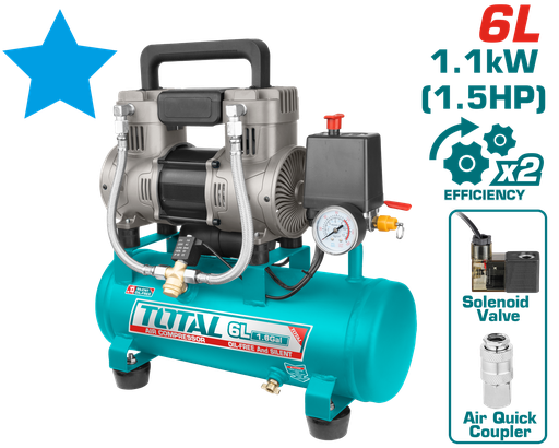[TCS1110062] TOTAL - TCS1110062 - Compresseur d'air 6L 1.1KW（1.5HP）