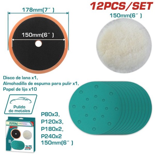 [TAC15012] TOTAL - TAC15012 - Kit de polissage et de meulage Ø150mm