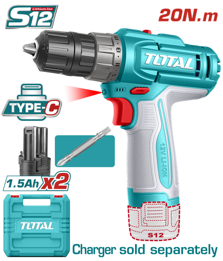 [TDLI12206] TOTAL - TDLI12206 - Perceuse Visseuse 12V - 20Nm Ø10mm