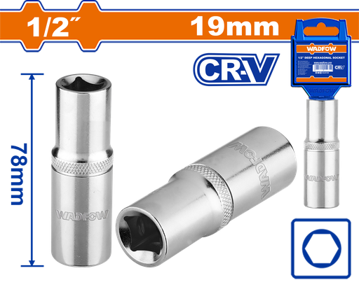 [WSC7219] WDF - WSC7219 - Douille hexagonale profonde 1/2" - Ø19mm