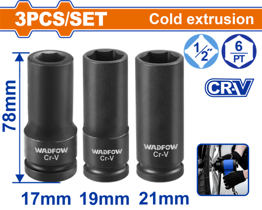 [WMS2403] طقم بوكسات صدم عميقة 1/2" 17-19-21mm