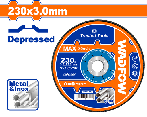 [WAC1392] WDF - WAC1392 - Disques à tronçonner le métal Ø230x3mm