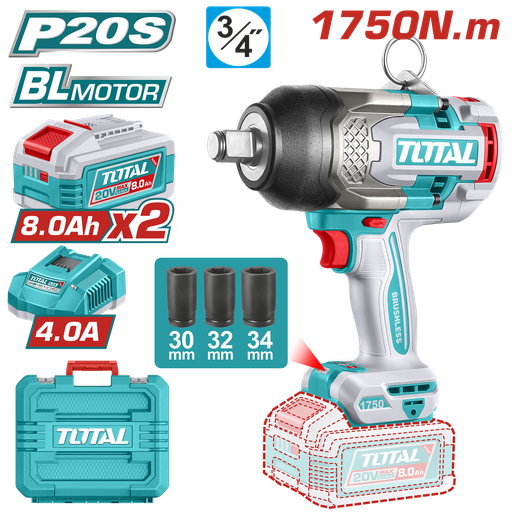 [TIWLI20175] TOTAL - TIWLI20175 - Cle a choc 3/4" - 20V 1750Nm