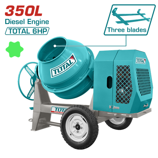 [TCM3506-3] TOTAL - TCM3506-3 - Betonniere gasoil 350L 4.5kW 6HP