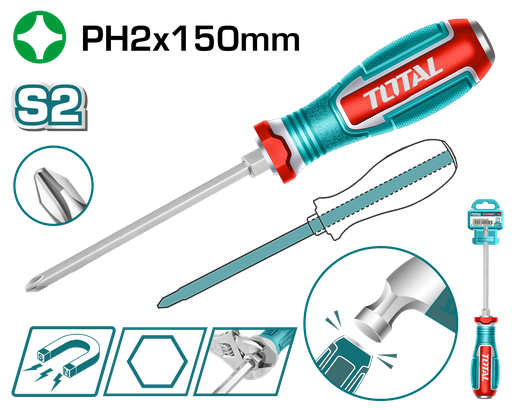 [TGTPH2150] TOTAL - TGTPH2150 - Tournevis Phillips - PH2x150mm (Plaque arrière de frappe)