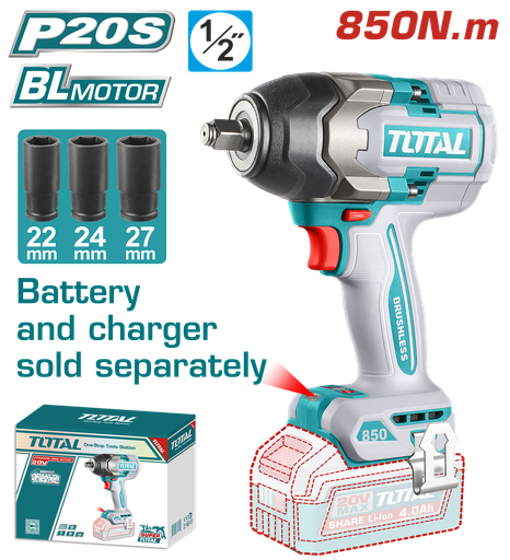 [TIWLI20851] مفتاح صدم 1/2" - 20V 850Nm