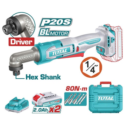 [TAIRLI208] TOTAL - TAIRLI208 - VISSEUSE A PERCUSSION ANGULAIRE SANS FIL 80N/m