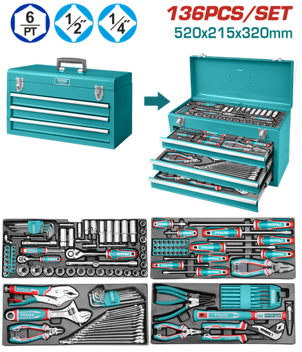 [THTCS351367] TOTAL - THTCS351367 - Mallette à outils mécanique 136 pcs