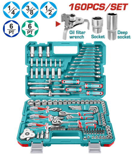 [THKTHP61607] TOTAL - THKTHP61607- Mallette à outils 160 pcs