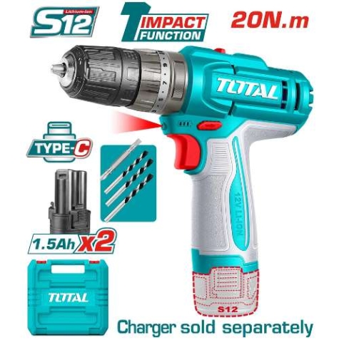 [TIDLI12206] TOTAL - TIDLI12206 - Perceuse à percussion sans fil 12V - 20Nm Ø10mm