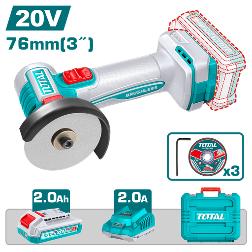 [TAGLI207625] TOTAL - TAGLI207625 - Meuleuse d'angle sans fil Ø76mm
