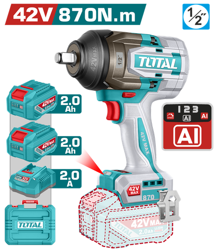[TIWLI42862] TOTAL - TIWLI42862 - Cle a choc 1/2" - 42V 870Nm