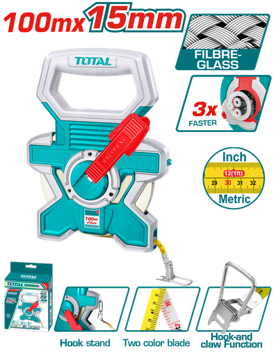 [TMTF181006] TOTAL - TMTF181006 - Décamètre en fibre 100mx15mm
