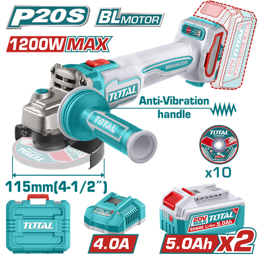 [TAGLI2120252] TOTAL - TAGLI2120252 - Meuleuse d'angle 20V 1200W