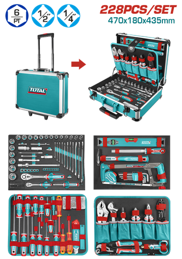 [THKTHP62287] TOTAL - THKTHP62287 - Mallette à outils 228 pcs